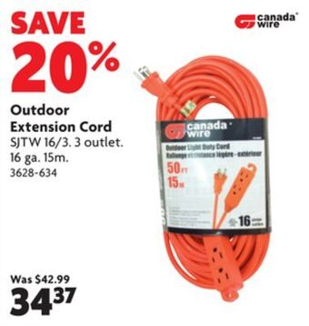 Home Hardware Outdoor extension cord offer