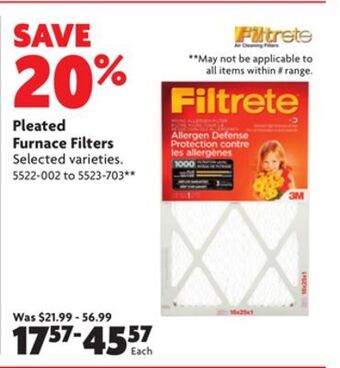 Home Hardware Pleated furnace filters offer