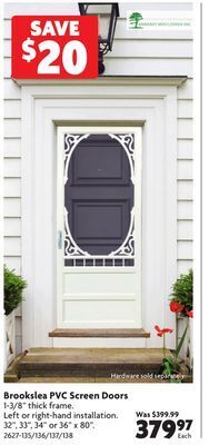 Home Hardware Brookslea pvc screen doors offer