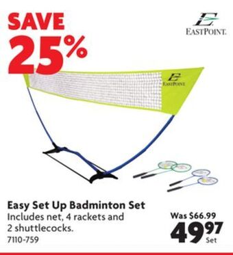 Home Hardware Easy set up badminton set offer