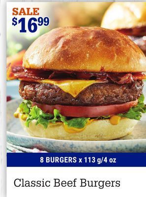 M & M Food Market Classic beef burgers offer