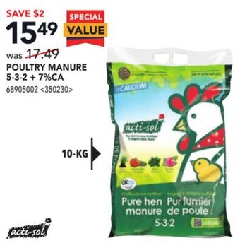 RONA Acti-sol poultry manure 5-3-2 + 7%ca offer