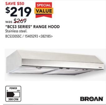 RONA Broan bcs3 series range hood offer