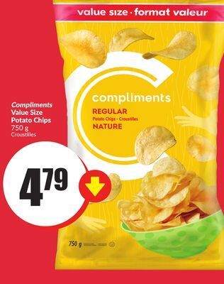 Chalo FreshCo Compliments value size potato chips 750 g offer
