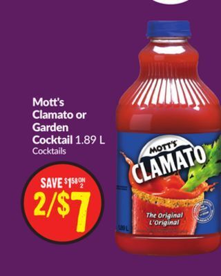 Chalo FreshCo Mott's clamato or garden cocktail 1.89 l offer