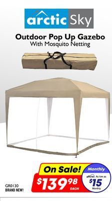 Factory Direct Arctic sky outdoor pop up gazebo with mosquito netting offer