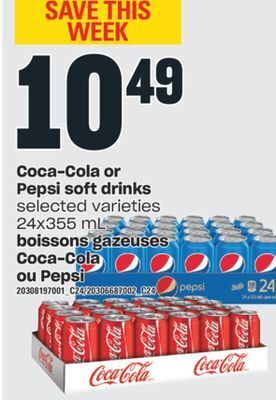 Valu-mart Boissons gazeuses coca-cola ou pepsi, 24x355 ml offer