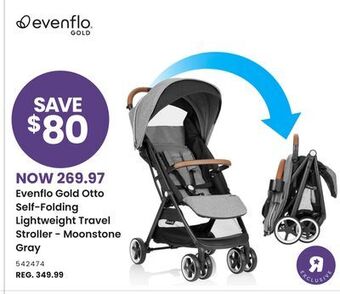 Evenflo gold otto self-folding lightweight travel stroller - moonstone gray