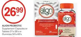 Align probiotic supplement capsules or tablets 21's-28's or gummies 50's-60's