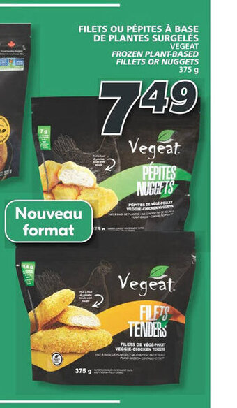 IGA FILETS OU PÉPITES À BASE DE PLANTES SURGELĖS VEGEAT FROZEN PLANT-BASED FILLETS OR NUGGETS 375 g offer