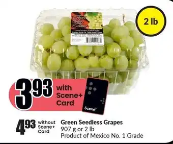 FreshCo Green seedless grapes 907g offer