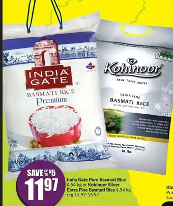 FreshCo India gate pure basmati rice 4.54kg offer