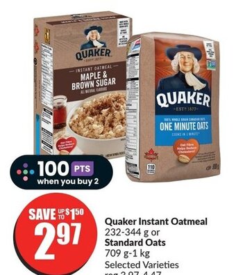 FreshCo Quaker Instant Oatmeal 232-344 g offer