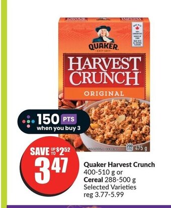 FreshCo Quaker Harvest Crunch 400-510 g offer