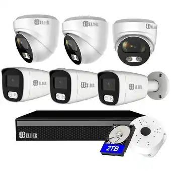 Best Buy 【2023 new】elder 4k security camera system 8mp, 8ch poe nvr 6-camera surveillance kit outdoor 2tb hdd audio, wired home securi offer