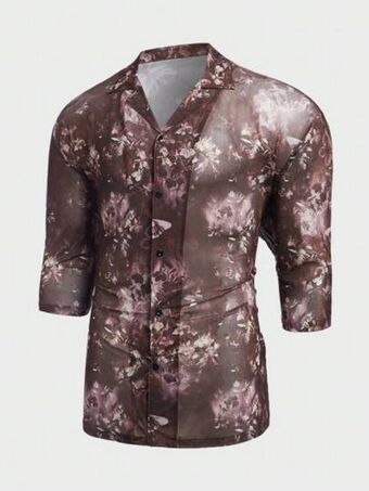 SheIn Shein manfinity rsrt men floral & butterfly print drop shoulder shirt offer
