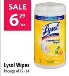 Co-op Lysol Wipes Package of 75-84 offer