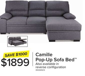 Leon's Camille pop-up sofa bed with right-facing chaise- grey, charcoal offer