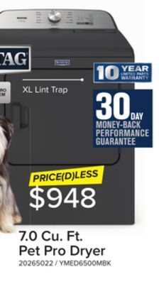 Leon's Maytag volcano black electric dryer with pet pro (7.0 cu. ft.) - ymed6500mbk offer