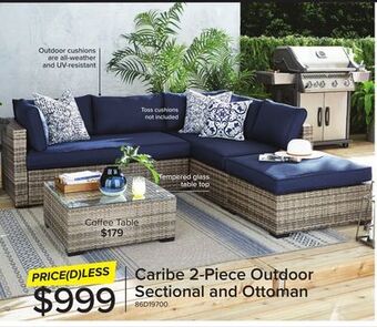 Leon's Caribe 2-piece outdoor sectional and ottoman - navy offer