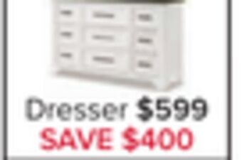 Leon's Abigail 9 drawer dresser - white and grey offer
