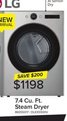 Leon's Lg 7.4 cu. ft. steam dryer offer