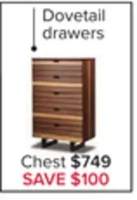 Leon's Dovetail 5 drawer chest - graphite offer