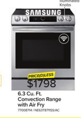Leon's Samsung stainless steel electric range with true convection and air fry (6.3 cu.ft) - ne63t8711ss/ac offer