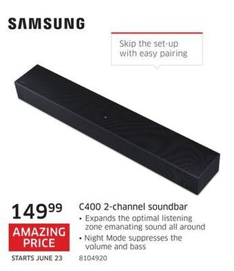 The Source Samsung c400 2-channel soundbar offer
