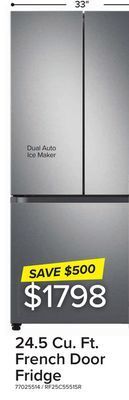 Leon's Samsung stainless steel 33 wide french door refrigerator with internal ice & water (24.5cu.ft) - rf25c5551sr/aa offer