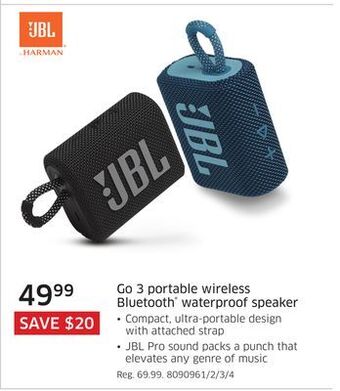 The Source Jbl go 3 portable wireless bluetooth® waterproof speaker offer