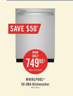 The Brick Whirlpool large capacity dishwasher with deep top rack - wdt740salz offer