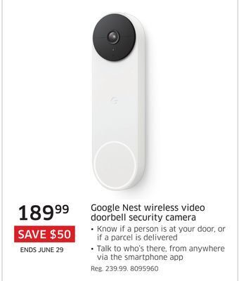 The Source Google nest wireless video doorbell security camera offer