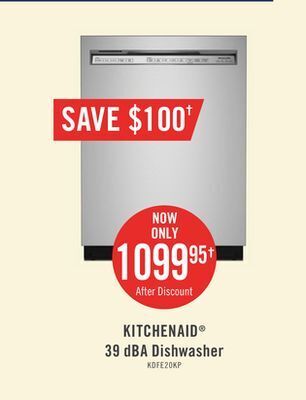 The Brick Kitchenaid 39 db front-control dishwasher with third level rack - kdfe204kps offer
