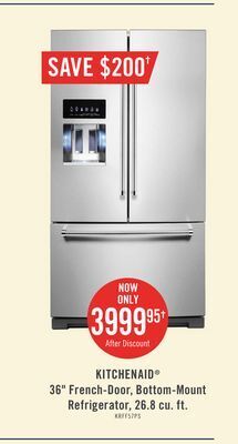 The Brick Kitchenaid 26.8 cu. ft. french-door refrigerator - krff577kps offer