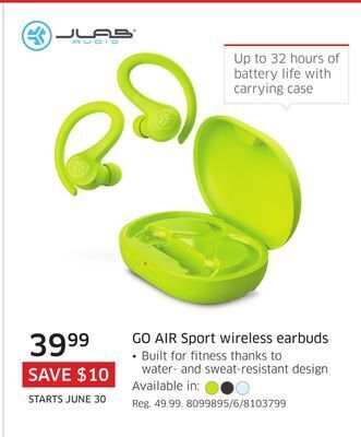 The Source Jlab go air sport wireless earbuds offer
