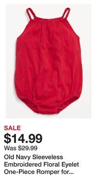 Old Navy Old navy sleeveless embroidered floral eyelet one-piece romper for baby offer