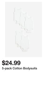 H&M 5-pack cotton bodysuits offer