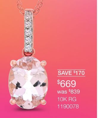 Charm Diamond 10k rose gold 18 morganite and diamond pendant offer