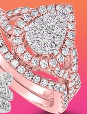 Charm Diamond 10k rose gold 1.00ctw pear shaped bridal set offer