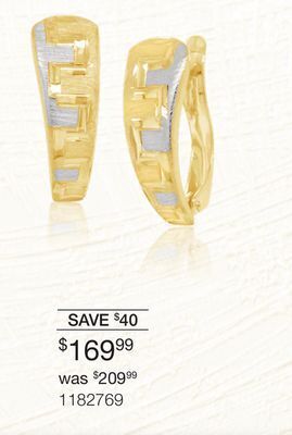 Charm Diamond 10k yellow and white gold stampato diamond cut earrings offer
