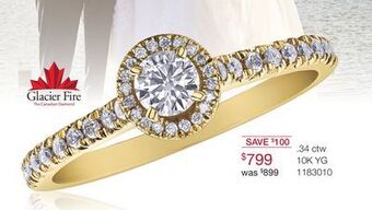 Charm Diamond Glacier fire 10k yellow gold 0.34ctw halo bridal ring offer