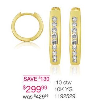 Charm Diamond 10k yellow gold 0.10ctw diamond hoop earrings offer