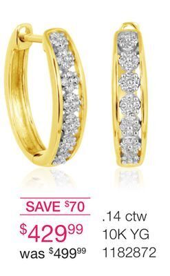 Charm Diamond 10k yellow gold 0.14ctw diamond hoops offer