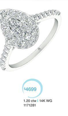 Charm Diamond My diamond story 14k white gold diamond pear cut ring 1.20ctw i1/ghi offer