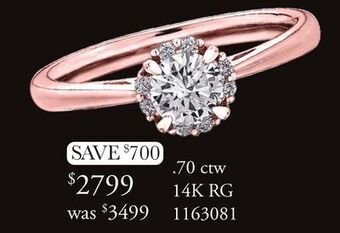 Charm Diamond Glacier fire 14k rose gold canadian diamond 0.70ctw solitaire offer