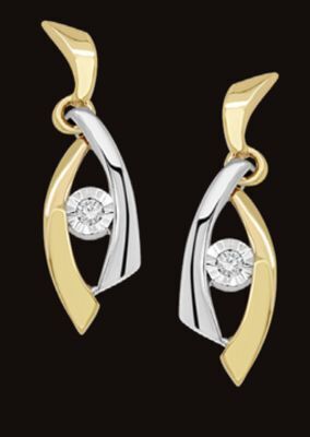 Charm Diamond Glacier fire 10k yellow and white gold canadian 0.05ctw diamond dangle earrings offer