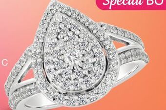 Charm Diamond 10k white gold 1.00ctw diamond pear shape fashion ring offer