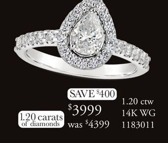 Charm Diamond Glacier fire 14k white gold 1.20ctw pear shape bridal ring offer