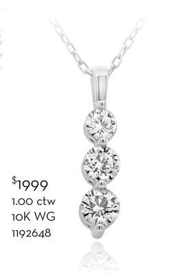 Charm Diamond New brilliance 10k white gold lab grown 1.00ctw three stone diamond pendant offer